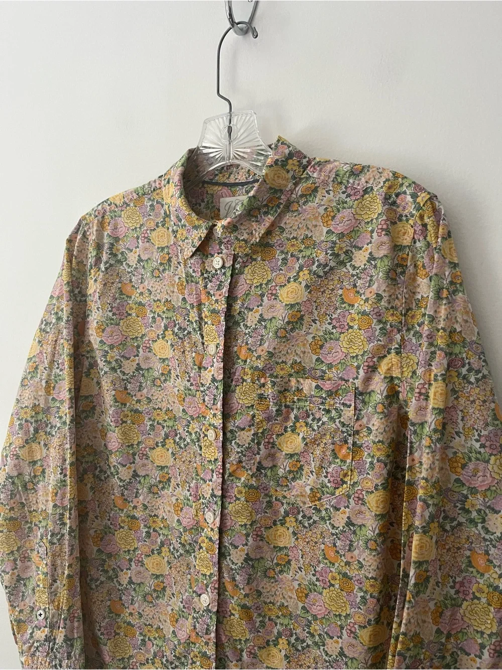 J Crew Liberty Of London Elysian Floral Classic Fit Button Up Shirt Yellow 6